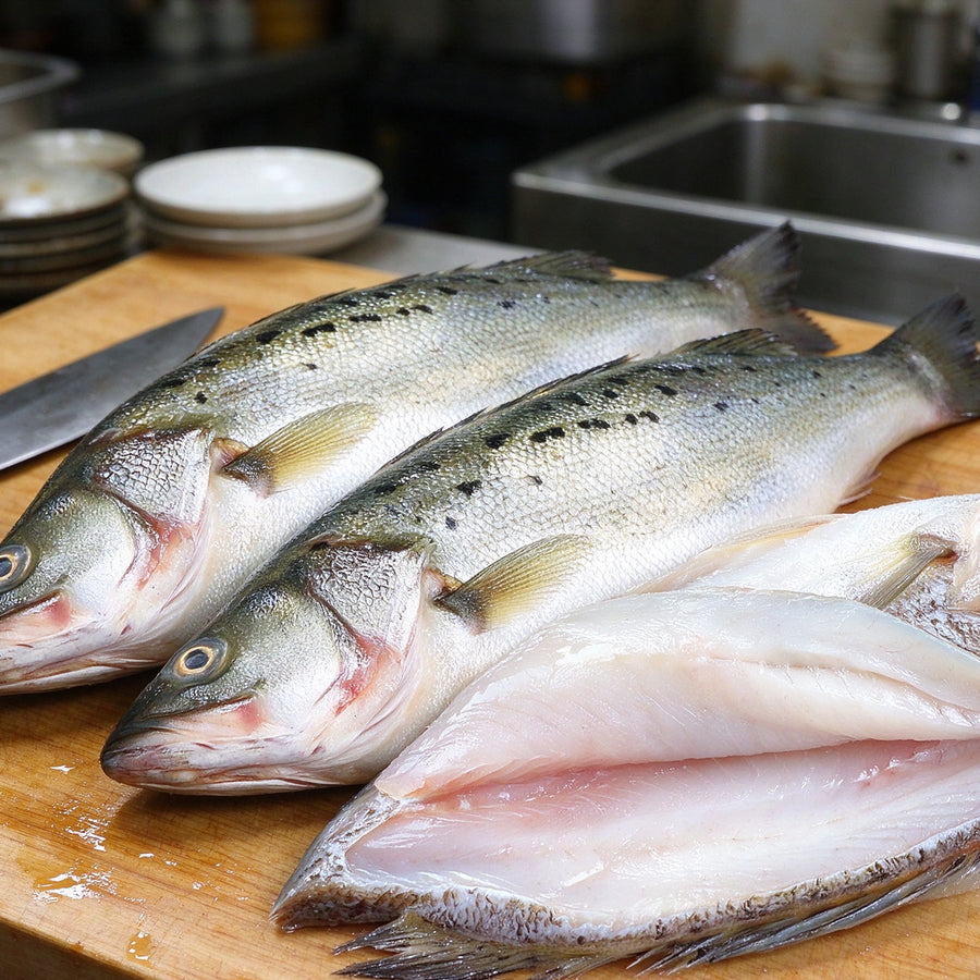 Fresh Whole Sea Bass Catch
