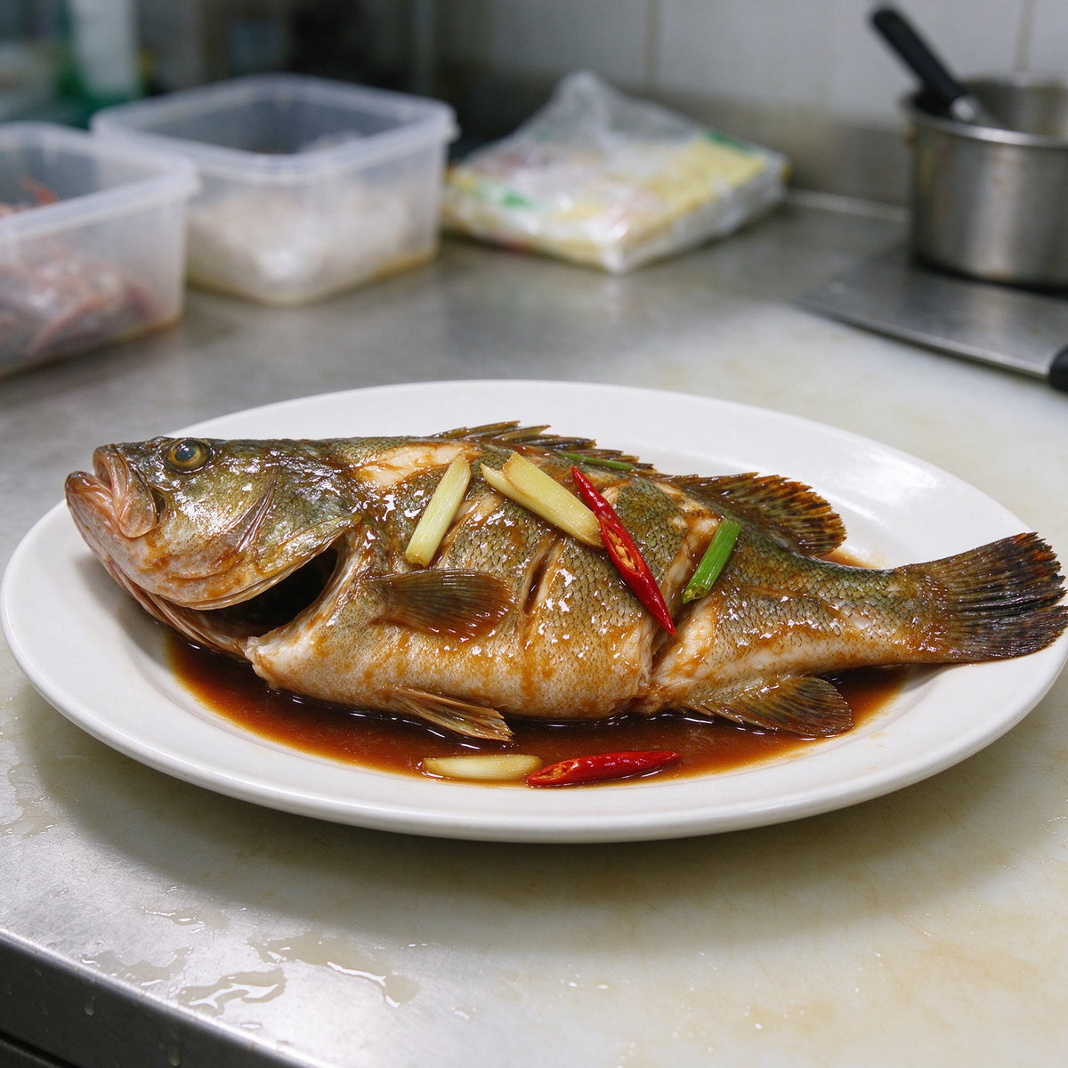 Steamed Grouper with Ginger Soy